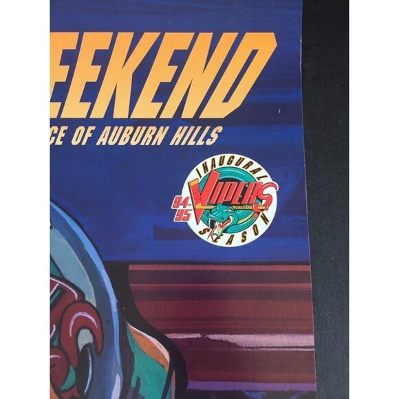 Vtg 1994 Detroit Vipers IHL Hockey INAUGURAL WEEKEND Poster The Palace Of Auburn - Picture 6 of 8